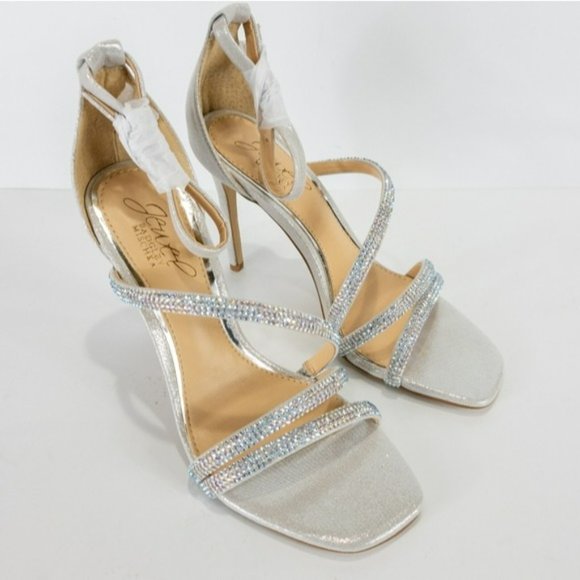 Jewel By Badgley Mischka Naylor Evening Sandals Silver -5.5 - Picture 2 of 4